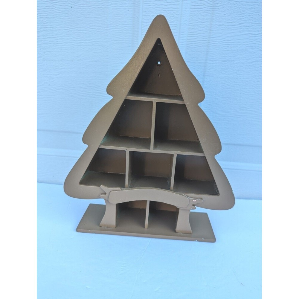 Enesco Precious Moments Tree Shaped Shadow Box Brown Painted Framed Shelf 421170